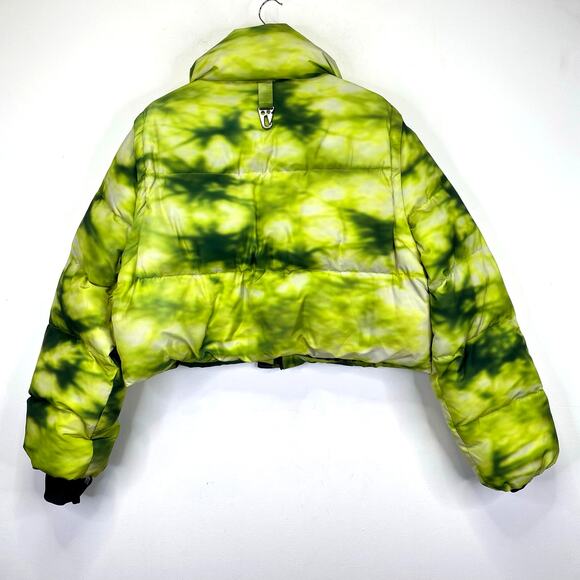 Daily Paper Down Puffer Jacket / Vest Green Tie Dye Womens XL Cropped Streetwear - Picture 7 of 16